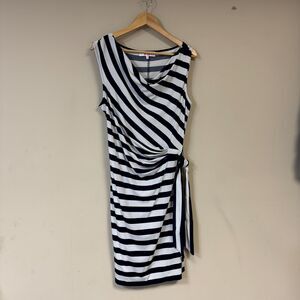 Striped Dress Women's 16 Navy White Sleeveless Stretch Spring Summer Nautical